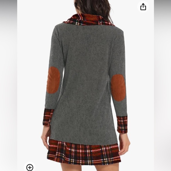 NWT Alaster Queen Woman’s Long Sleeve Plaid Cowl Neck Tunic Dress - Picture 2 of 9